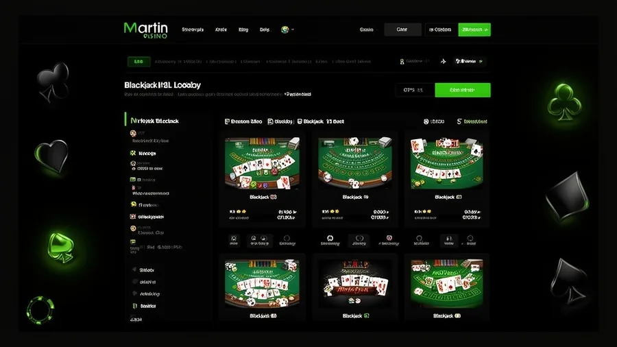 Martin Casino — Blackjack Lobby with RTP Filters